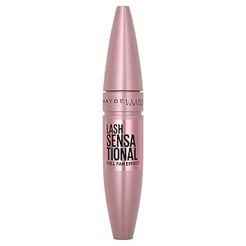 Maybelline Lash Sensational Washable Mascara, Lengthening and Volumizing for a Full Fan Effect, Blackest Black, 1 Count Retailxpres