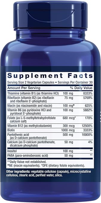 Life Extension BioActive Complete B-Complex, Heart, Brain and Nerve Support, Healthy Energy, Metabolism, Complete B Complex, 60 Vegetarian Capsules
