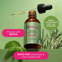 Mielle Organics Rosemary & Mint Hair Oil - Strengthening Biotin Oil Infused Frizzy & Damaged Hair Care - Split Ends & Dry Scalp Treatment to Support Longer, Healthier Strands, 2oz Ifelshop