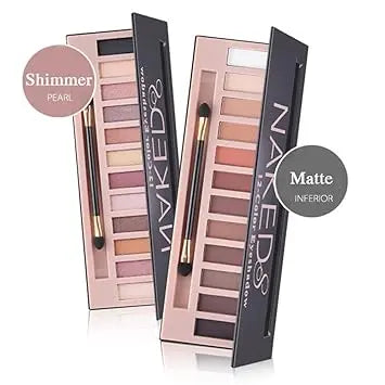 2 Pack 12 Colors Makeup Nude Colors Eyeshadow Palette Natural Nude Matte Shimmer Glitter Pigment Eye Shadow Pallete Set Waterproof Smokey Professional Beauty Makeup Kit (2 PCS) Retailxpres