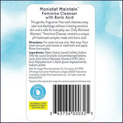 Monistat Boric Acid Feminine Wash, Fragrance-Free Intimate Wash for Women with Gentle pH-Balanced Formula, 10 Fl Oz