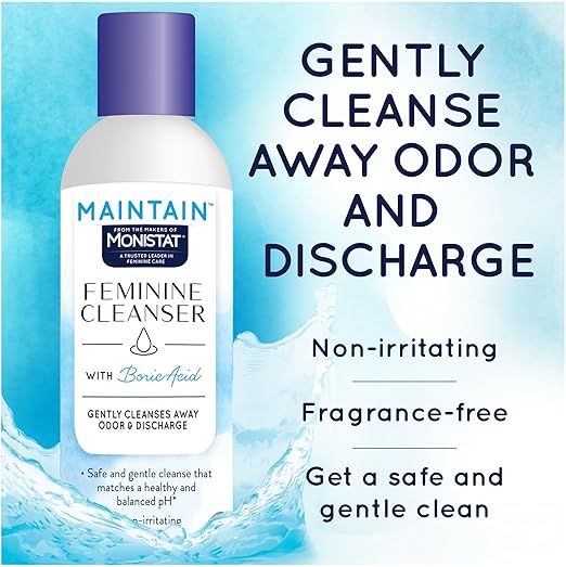 Monistat Boric Acid Feminine Wash, Fragrance-Free Intimate Wash for Women with Gentle pH-Balanced Formula, 10 Fl Oz
