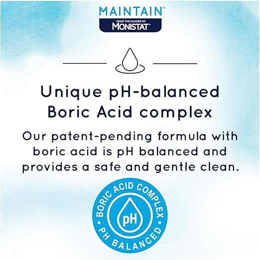 Monistat Boric Acid Feminine Wash, Fragrance-Free Intimate Wash for Women with Gentle pH-Balanced Formula, 10 Fl Oz