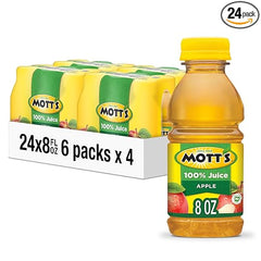 Mott's 100% Original Apple Juice, 8 Fl Oz Bottles, 24 Count (4 Packs Of 6), 2 Servings Of Fruit, 100% Fruit Juice, Gluten-free, Caffeine-free, Kosher, Contains No Artificial Colors Or Sweeteners