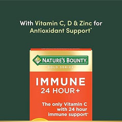 Nature's Bounty Immune 24 Hour +, The only Vitamin C with 24 Hour Immune Support from Ester-C, 1000 mg Vitamin C, D & Zinc, Gluten Free, Rapid Release Softgels, 2 Softgels per Day, 50 Count