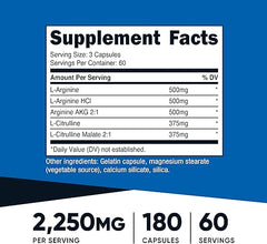 Nutricost Nitric Oxide Booster 2250mg, 180 Capsules - 750mg Per Casule, 60 Servings - Gluten Free and Non-GMO