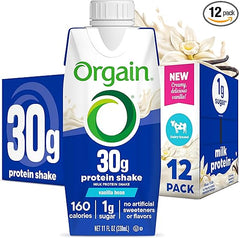 Orgain 30g High Protein Shake, Dairy Isolate Milk Protein, Vanilla Bean, 5g BCAAs, 1g Sugar Per Serving, Meal Replacement, Ready to Drink, Keto Friendly, Gluten-Free 11 Fl Oz (Pack of 12)