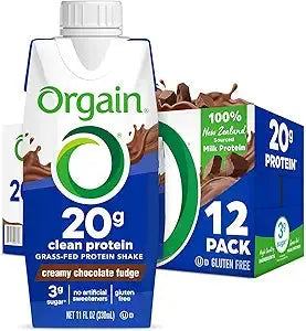Orgain Clean Protein Shake, Grass Fed Dairy, Creamy Chocolate Fudge - 20g Whey High Protein, Kosher, Ready to Drink, Low Net Carbs, Gluten Free, No Soy Ingredients, 11 Fl Oz (Pack of 12) Retailxpres