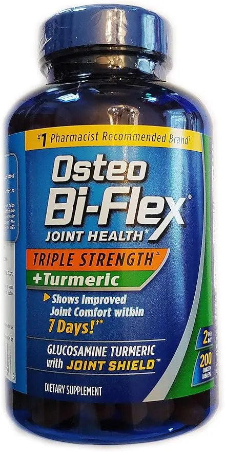 Osteo Bi-Flex, Triple Strength + Turmeric, 200 Tablets, with Glucosamine HCI and Turmeric Curcumin, Joint Supplement for Men and Women Retailxpres