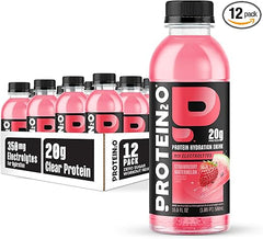 Protein2o Hydration Drink - 2-in-1 Liquid Clear Whey Protein Isolate and Electrolyte Drink - 20g Protein, Vitamins B5, B6 - Post-Workout Recovery - 16.9 Fl Oz - 12 Count Strawberry Watermelon