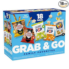 SkinnyPop Family Favorites Variety Pack, SkinnyPop Original and White Cheddar Popcorn, Dot's Original and Honey Mustard Pretzels, Pirate's Booty, On-the-Go Snacks, 0.5oz and 1oz Bags (18 Count)