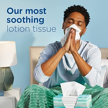 Puffs Plus Lotion Facial Tissues, 4 Family Boxes, 124 tissues per box