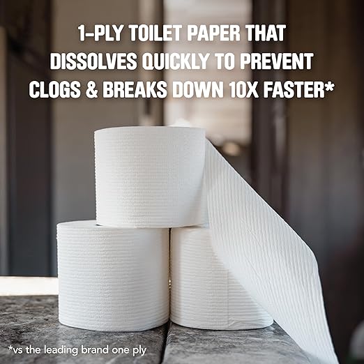 Scott Rapid-Dissolving Toilet Paper, 12 Double Rolls, Sustainable, Septic-Safe, Toilet Paper