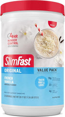 SlimFast Meal Replacement Powder, Original French Vanilla, Weight Loss Shake Mix, 10g of Protein, 22 Servings (Packaging May Vary)