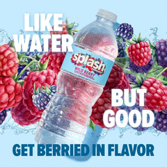 Splash Refresher Flavored Water Bottles, Wild Berry Flavor - 6-Pack, 16.9 Fl Oz - Refreshing Flavored Bottled Water with Electrolytes - Zero Sugar & Zero Calories