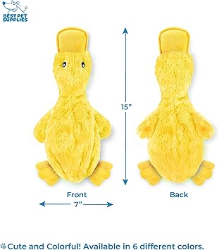 Best Pet Supplies Interactive Squeaky Dog Chew Toy, Ideal Dog Toys for Chewers, Small, Medium & Large Dogs, and Fetch Lovers - Crinkle Duck (Yellow), Large Retailxpres