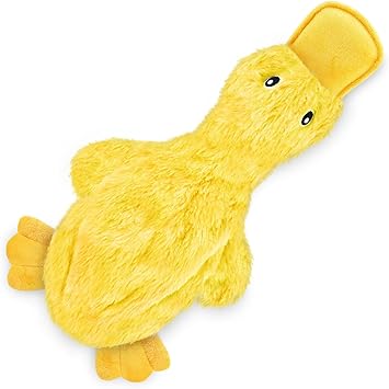 Best Pet Supplies Interactive Squeaky Dog Chew Toy, Ideal Dog Toys for Chewers, Small, Medium & Large Dogs, and Fetch Lovers - Crinkle Duck (Yellow), Large Retailxpres