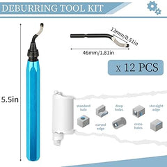 Deburring Tool with 12 High Speed Steel Blades, Deburring Tool 3D Printing, Deburring Tool for Metal, Resin, Copper, Plastic, PVC Pipes, 3D Printed Edges (1 Blue Handle)