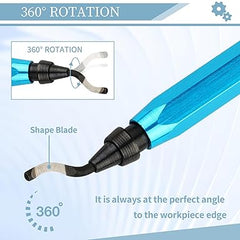 Deburring Tool with 12 High Speed Steel Blades, Deburring Tool 3D Printing, Deburring Tool for Metal, Resin, Copper, Plastic, PVC Pipes, 3D Printed Edges (1 Blue Handle)