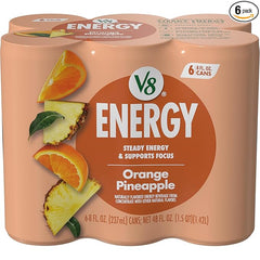 V8 Energy Orange Pineapple Energy Drink, 8 fl oz Can (6 Pack)