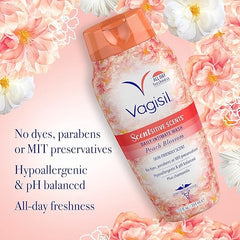 Vagisil Feminine Wash for Intimate Area Hygiene, Scentsitive Scents, pH Balanced and Gynecologist Tested, Peach Blossom, 12 oz (Pack of 1)