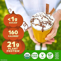Orgain Organic Vegan Protein Powder, Pumpkin Spice - 21g of Plant Based Protein, Non Dairy, Gluten Free, 1g of Sugar, Soy Free, Kosher, Non-GMO, 1.02 Lb (Packaging May Vary)