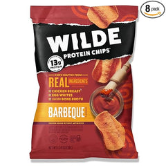 WILDE Protein Chips Barbeque, Thin and Crispy High Protein Snacks, Keto Friendly, Low Carb Chips, Real Ingredients, 1.34oz (Pack of 8)