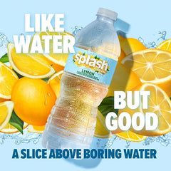 Splash Refresher Flavored Water Bottles, Lemon Flavor - 6-Pack, 16.9 Fl Oz - Refreshing Flavored Bottled Water with Electrolytes - Zero Sugar & Zero Calories