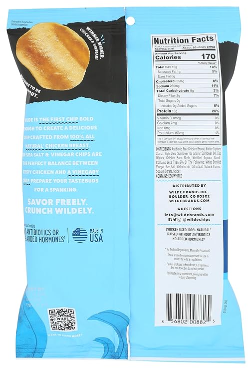 Wilde Snacks Chips Protein Seasalt Vingar 4 OZ