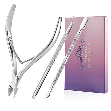 YINYIN Professional Stainless Steel Nippers, Cutter Clippers, Cuticle Remover and Trimmer with Pusher for Fingernails and Toenails – Silver Retailxpres