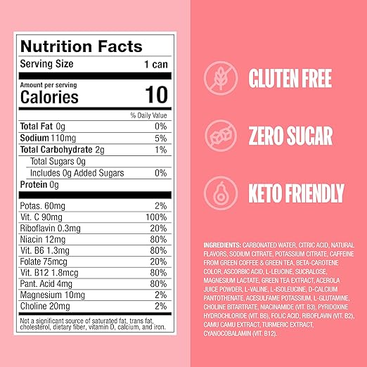 ZOA Zero Sugar Energy Drinks, White Peach - Sugar Free with Electrolytes, Healthy Vitamin C, Amino Acids, Essential B-Vitamins, and Caffeine from Green Tea - 12 Fl Oz (12-Pack)