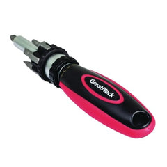 Great Neck Ratcheting Screw/Nut Driver Set, Phillips/Slotted/Star Bits, 7" Long, Black/Red (GNS950DE)