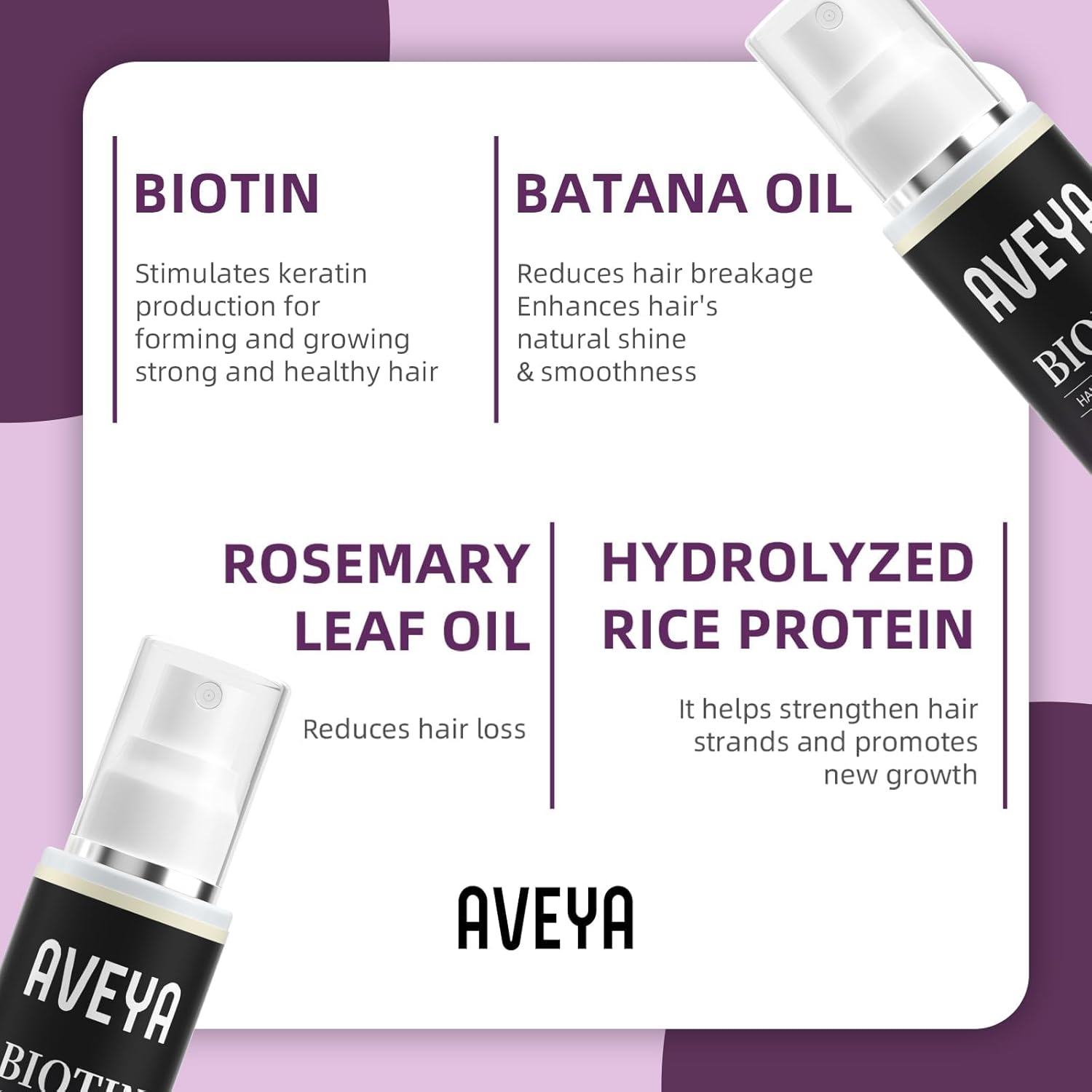 AVEYA Hair Growth Spray, for Women & Men infused with Rosemary Oil,Batana Oil&Biotin for Scalp – Strengthens,Thickens&Accelerates Hair Care - Non-Greasy,Helps Prevent Hair Thinning & Hair Loss – 60ml Ifelshop