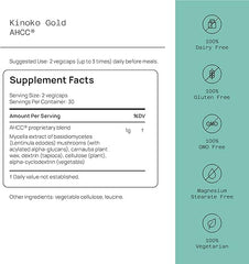 Quality of Life Premium Kinoko Gold AHCC Supplement, 500 mg per Capsule, Supports Immune Health, Liver Function, Maintains Natural Killer Cell Activity & Enhances Cytokine Production, 60 Veg Capsules