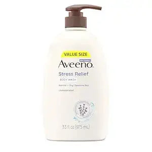 Aveeno Stress Relief Body Wash with Nourishing Oat & Lavender Scent for Sensitive Skin, Gently Cleanses & Helps You Feel Calm & Relaxed in the Shower, Soap-Free, 33 fl. oz Retailxpres
