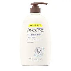 Aveeno Stress Relief Body Wash with Nourishing Oat & Lavender Scent for Sensitive Skin, Gently Cleanses & Helps You Feel Calm & Relaxed in the Shower, Soap-Free, 33 fl. oz