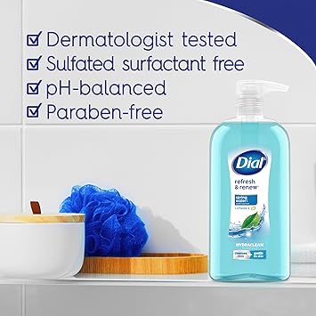Dial Body Wash, Refresh & Renew Spring Water, 23 fl oz (Pack of 3)
