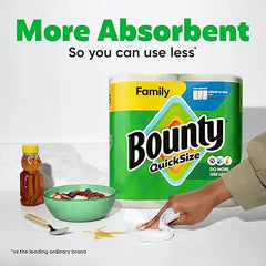 Bounty Quick Size Paper Towels, White, 8 Family Rolls = 20 Regular Rolls Retailxpres