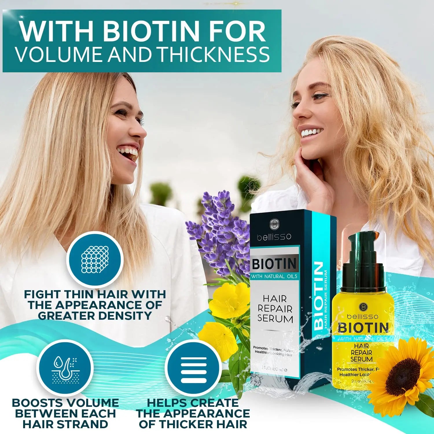 Biotin Hair Thickening Serum for Men and Women – Biotin Hair Growth Serum with Natural Botanical Oil Blend to Strengthen, Volumize & Add Shine to Thin Hair Ifelshop