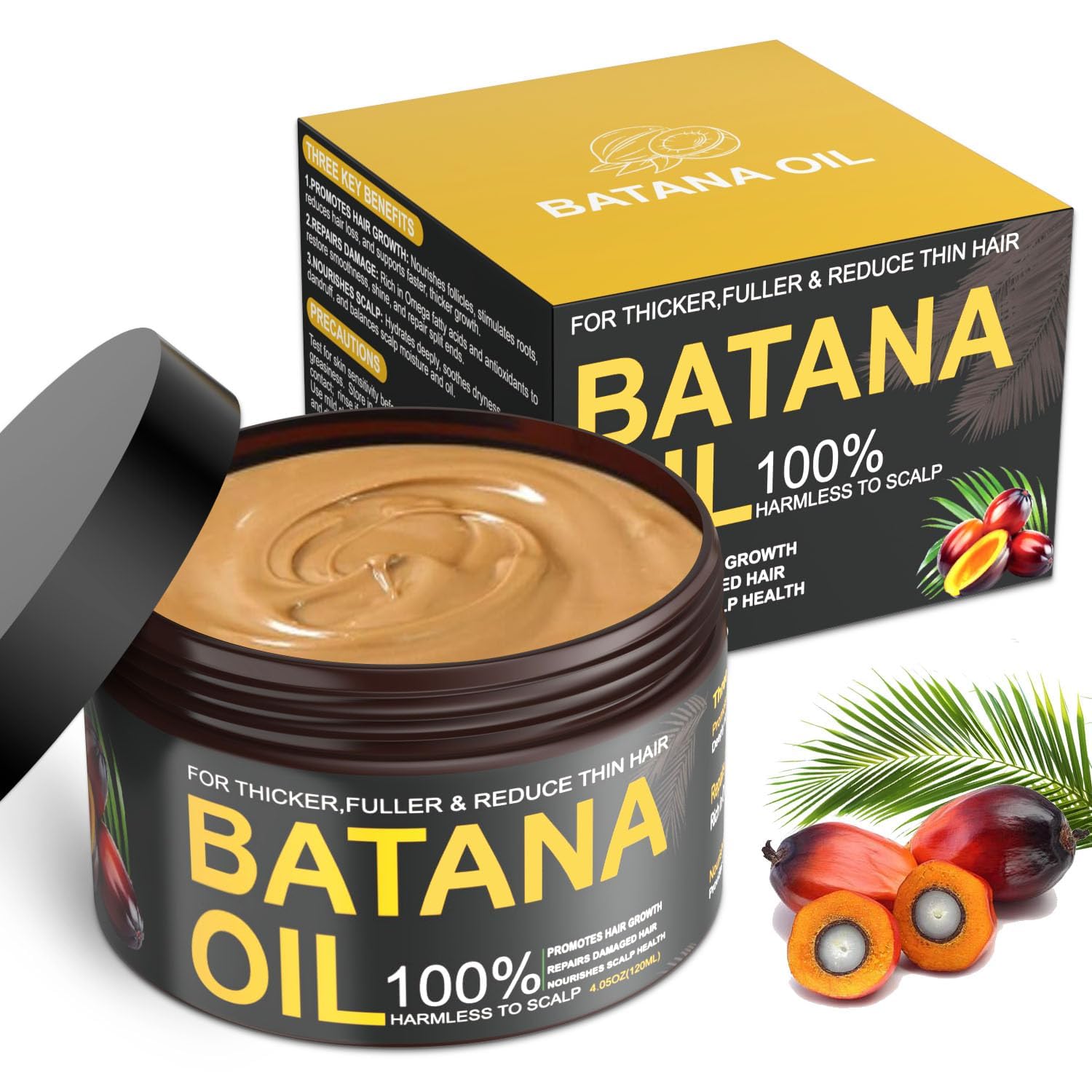 Batana Oil for Nourishes Hair 100% Natural Pure Batana Oil Paste from Dr. Sebi Honduras Enhances Thickness Organic Raw Batana Hair Mask for Women and Men 4.05 Oz Ifelshop