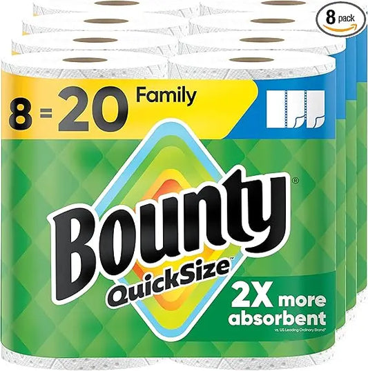 Bounty Quick Size Paper Towels – 8 Family Rolls pack