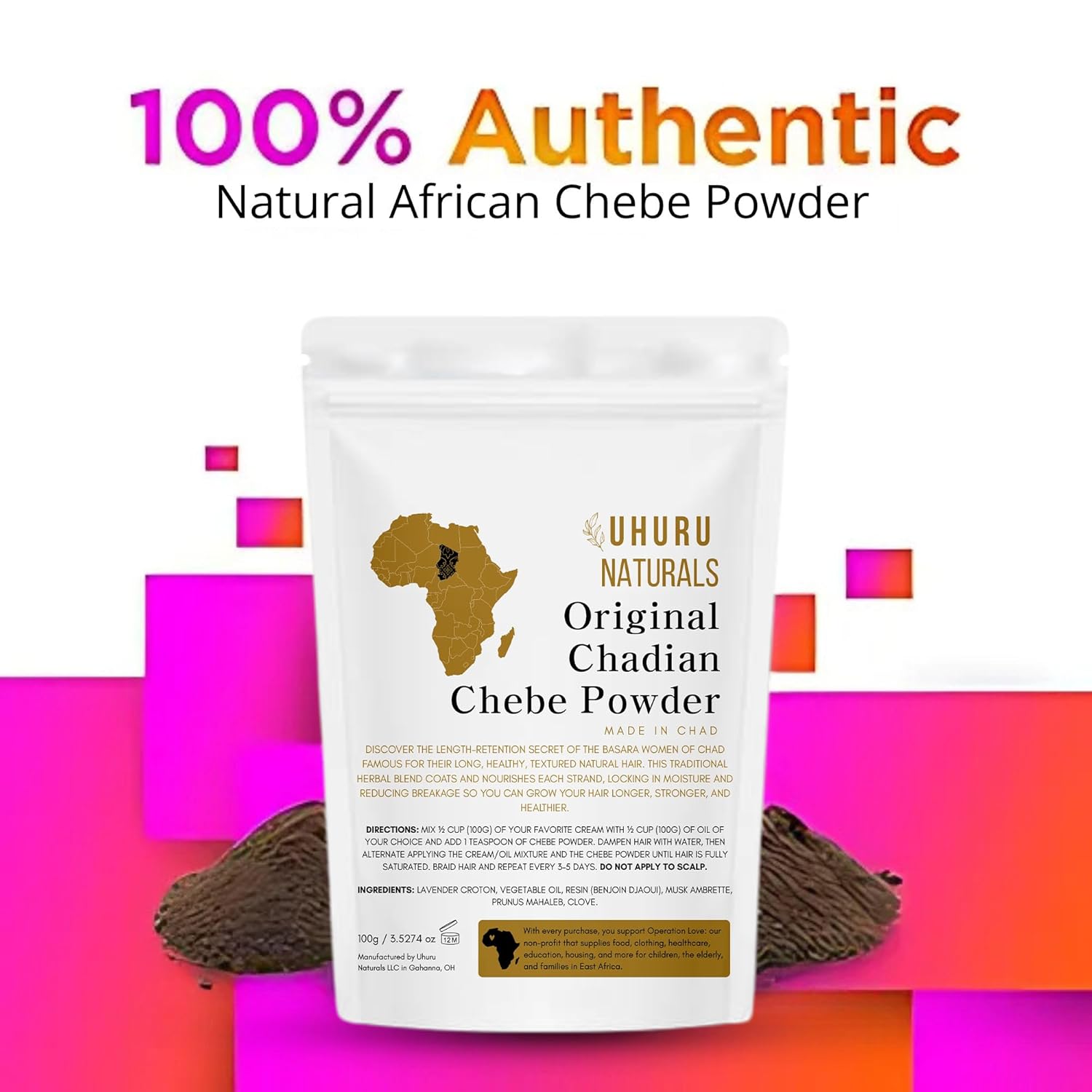 Chadian Chebe Hair Powder 20g | Authentic African Herbal Hair Growth Powder from Chad for Thick, Strong Hair Ifelshop