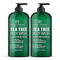 Botanic Hearth Tea Tree Body Wash | 16 Fl Oz | Helps Soothe Itchy, Dry Skin, Antifungal Body Wash With 100% Pure Tea Tree Oil | Sulfate Free, Paraben Free, For Men And Women Set Of 2