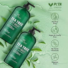 Botanic Hearth Tea Tree Body Wash | 16 Fl Oz | Helps Soothe Itchy, Dry Skin, Antifungal Body Wash With 100% Pure Tea Tree Oil | Sulfate Free, Paraben Free, For Men And Women Set Of 2