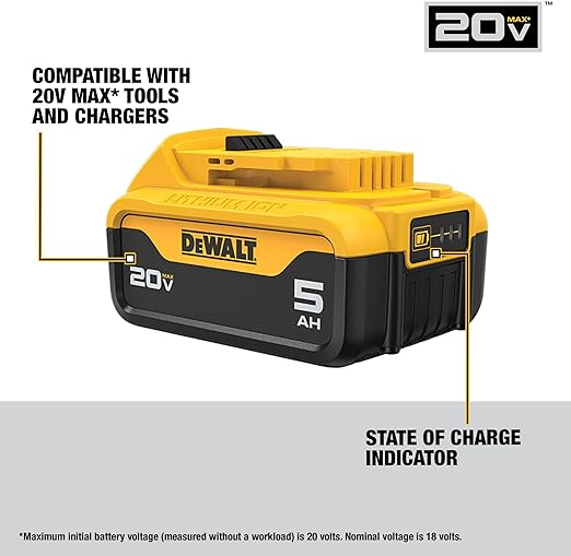DEWALT 20V MAX Lithium-Ion Battery 2-Pack and Charger, 5.0 Ah, Battery Starter Kit (DCB205-2c)