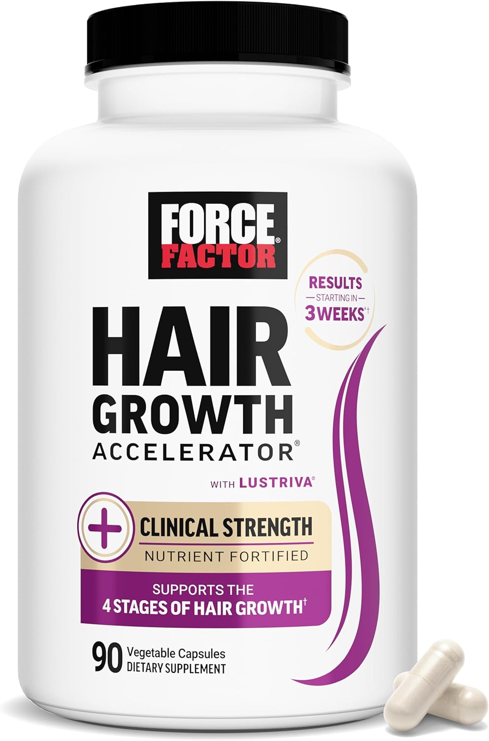 Force Factor Hair Growth Accelerator Multivitamin – Lustriva Biotin Complex for Thicker Hair, Healthier Skin & Stronger Nails for Women & Men (90 Capsules) IFELSHOP