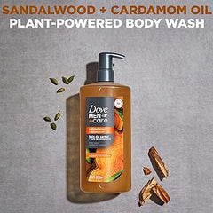 DOVE MEN + CARE Body Wash Sandalwood & Cardamom Oil Plant-Based Moisturizing Body Wash for Men, 26oz