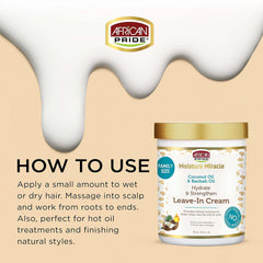 African Pride Moisture Miracle Coconut Oil and Baobab Oil Leave In Hair Cream for Natural Coils and Curls 18 oz Ifelshop