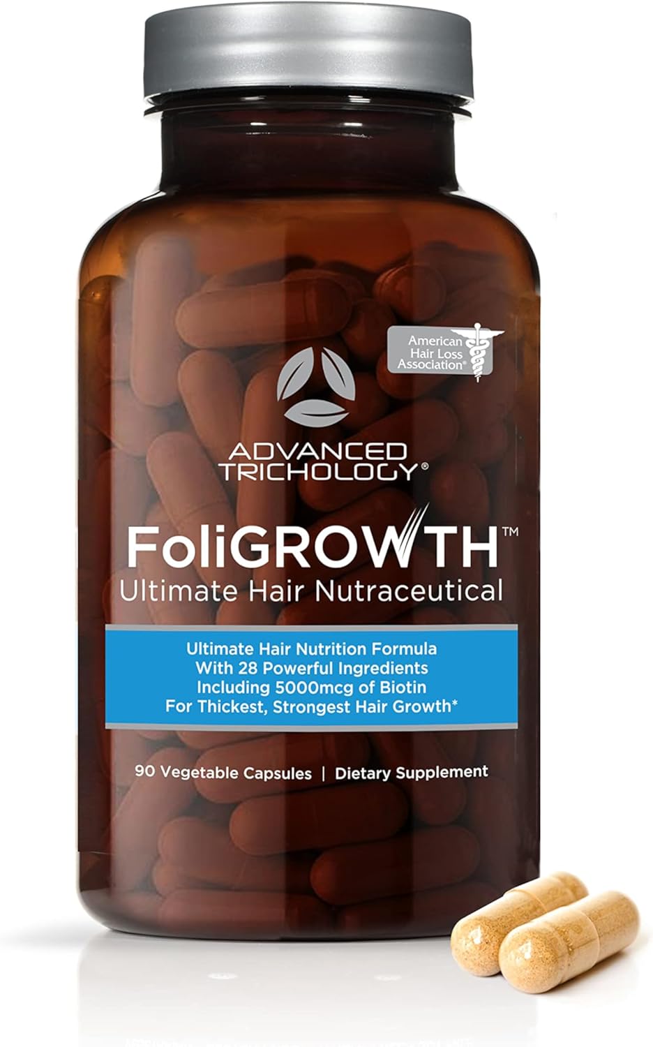 Advanced Trichology FoliGROWTH Hair Growth Supplement – Daily Nutritional Support for Thicker, Fuller-Looking Hair, Backed by Hair Loss Experts (90 Capsules) IFELSHOP