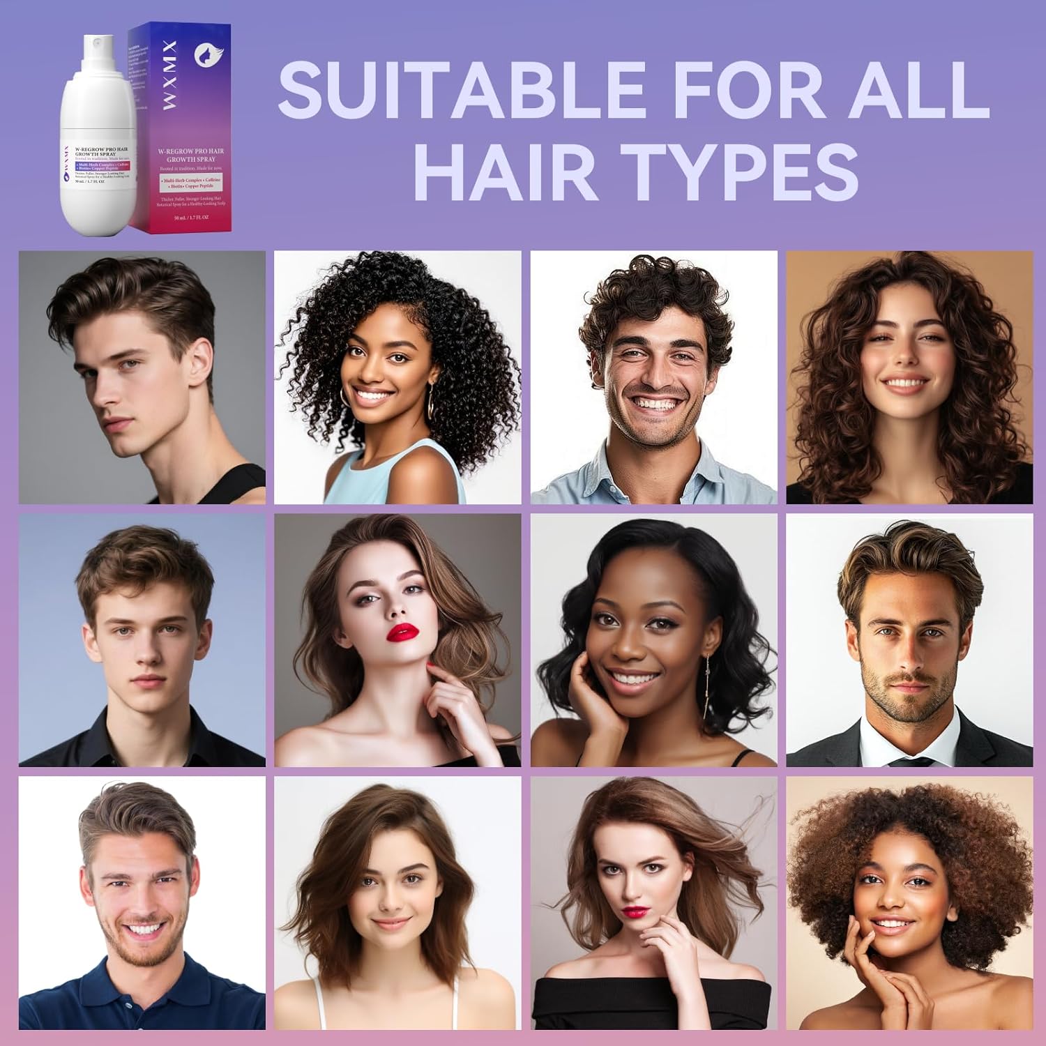 W-Regrow Pro Hair Growth Spray - with Biotin, Rosemary, Caffeine, Copper Peptide, Niacinamide, Hair Growth Products for Men Women, Non-Greasy Scalp Serum for Hair Thinning & Hair Loss Ifelshop